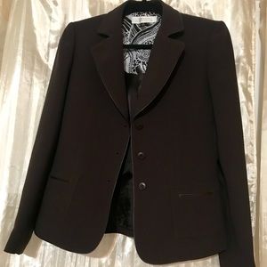 Tahari women blazer size 6 brown faux pockets